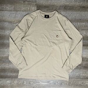 Teddy Fresh Pocket Shirt Men's M Brown Long Sleeve Embroidered Bear Logo